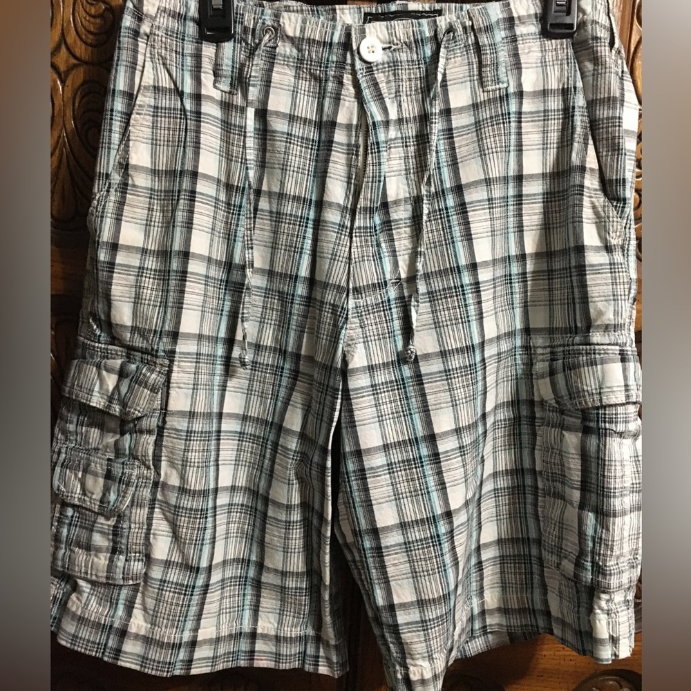 Mens Blue Plaid Summer Shorts.